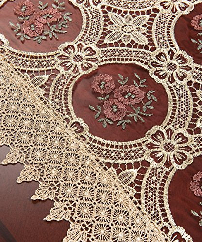 Small Vintage Burgundy Lace Table Runner 16 × 36 Inch U7103