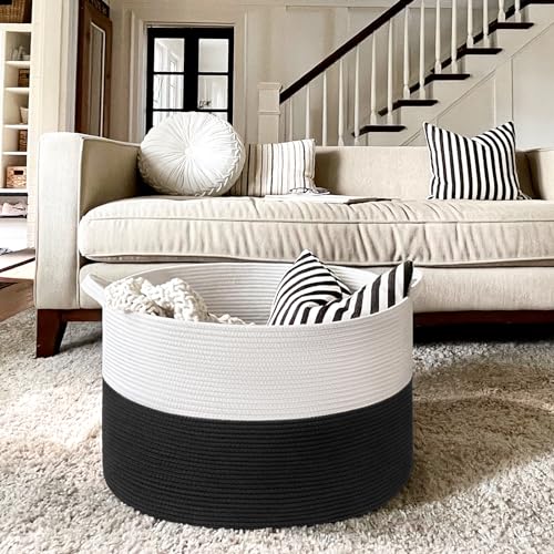 Large Cotton Rope Storage Basket 90L Grey H299