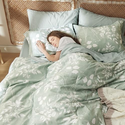 Twin 5 Pieces Blue Floral Bedding Set with Comforter, Sheets, Pillowcase & Sham L8679