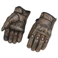 Brown Leather Motorcycle Gloves with Gel Palm D5413