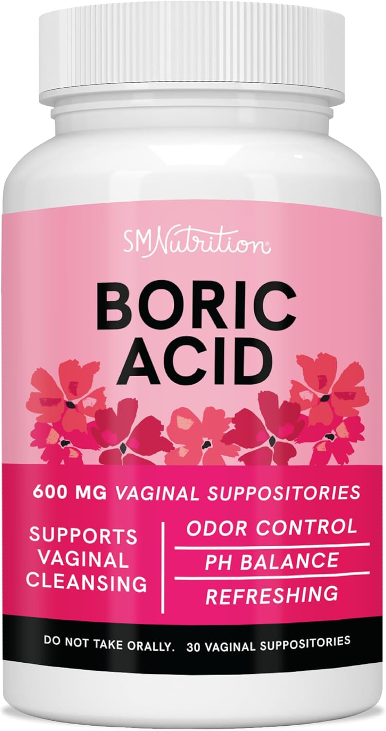 Boric Acid Suppositories 600mg Unscented 30 Count Z750