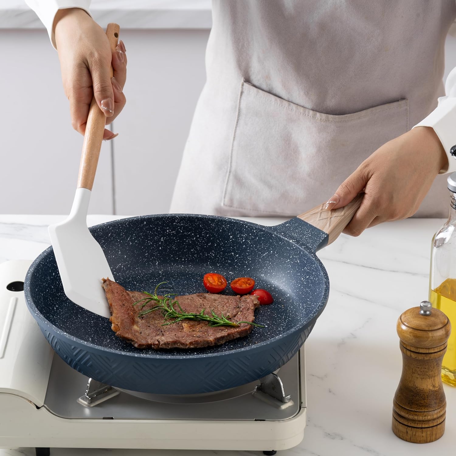 13 Piece Nonstick Cast Aluminum Induction Cookware Set with Glass Lids A53554