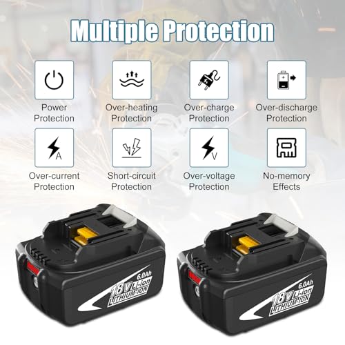2 Packs 6.0Ah Li-ion Battery and Charger for 18V Z68556