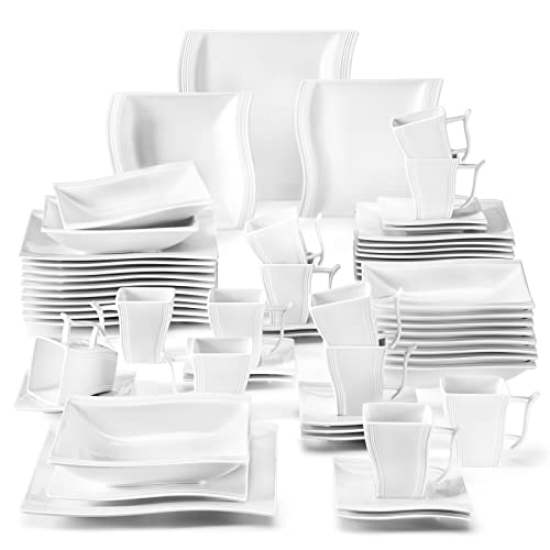 Ivory White 60 Piece Porcelain Dinnerware Set B75908