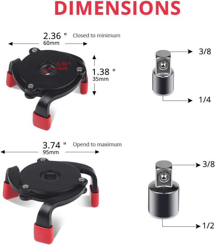 Universal Adjustable 3 Jaw Oil Filter Wrench Tool T783672