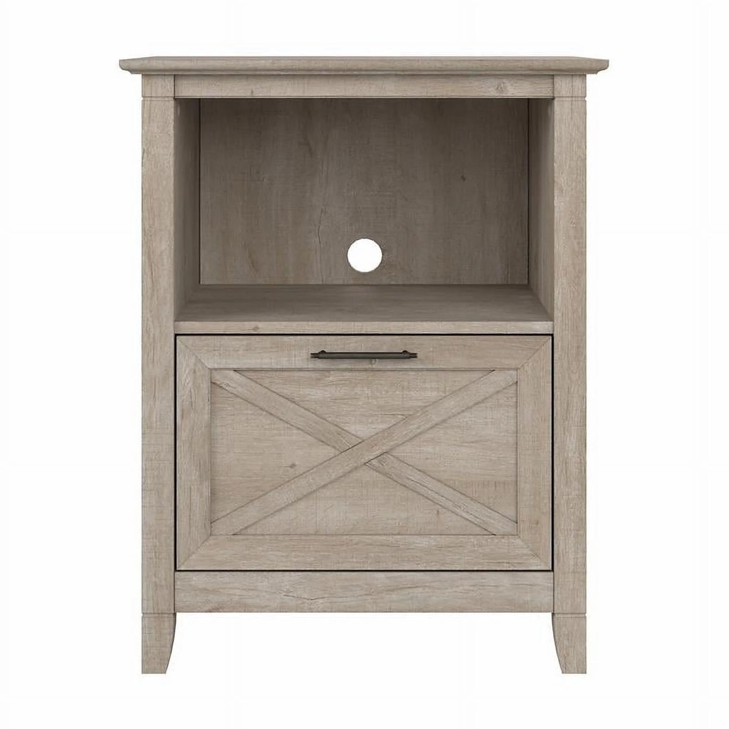 Washed Gray Lateral File Cabinet with Shelf Q9746