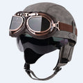 Retro Handmade Leather Half Face Motorcycle Helmet X489383