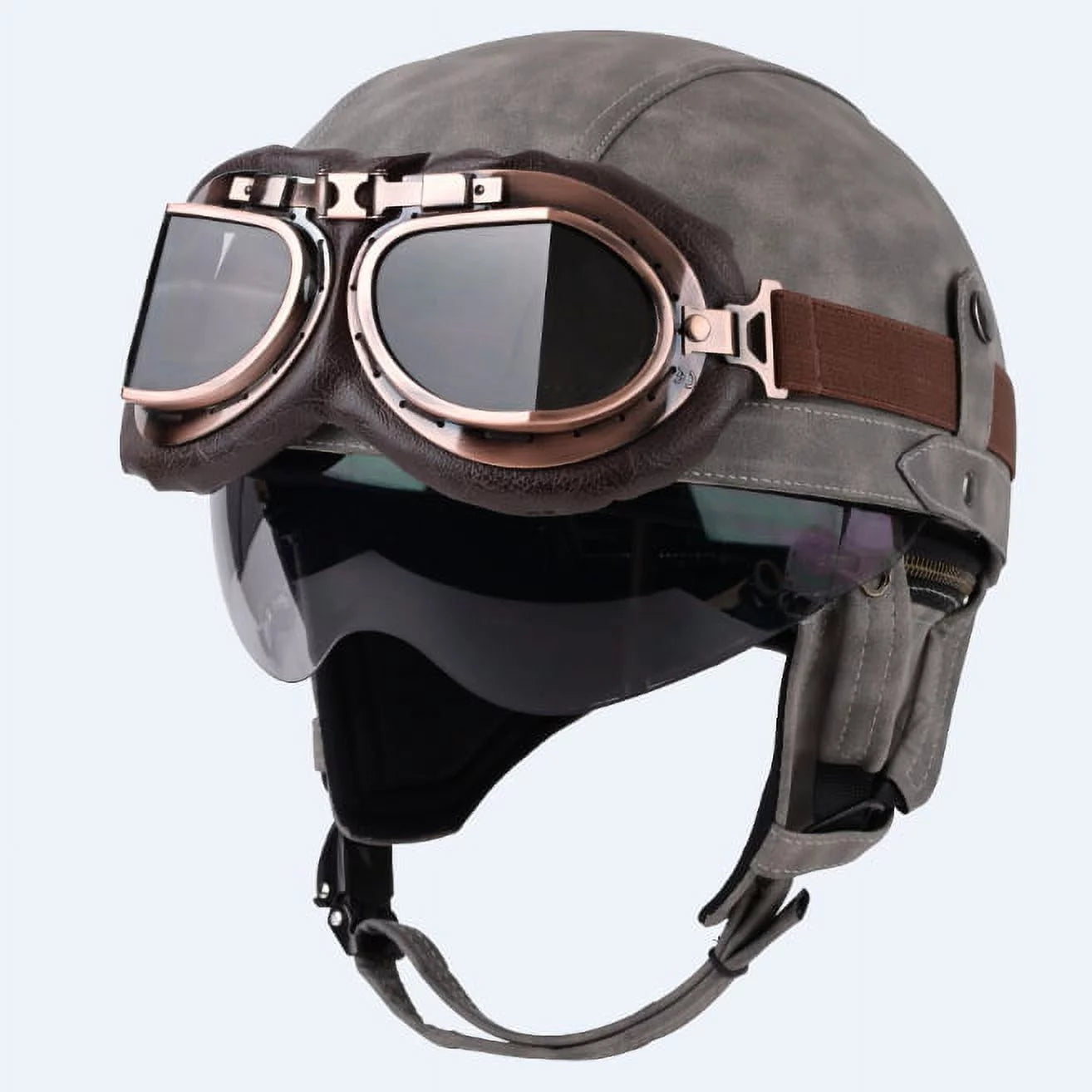Retro Handmade Leather Half Face Motorcycle Helmet X489383