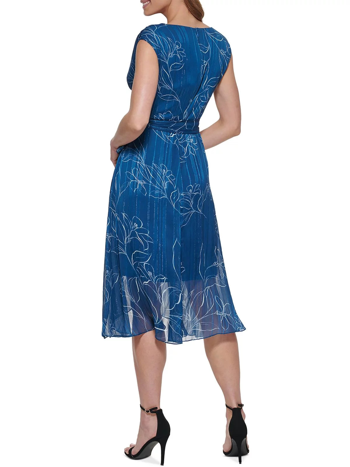 Chiffon Metallic Wrap Dress D559