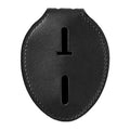 Black Cowhide Badge Holder with Metal Clip and Chain L667