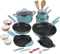 24-Piece Aluminum Cookware Combo Set Turquoise Sky Blue Z395346