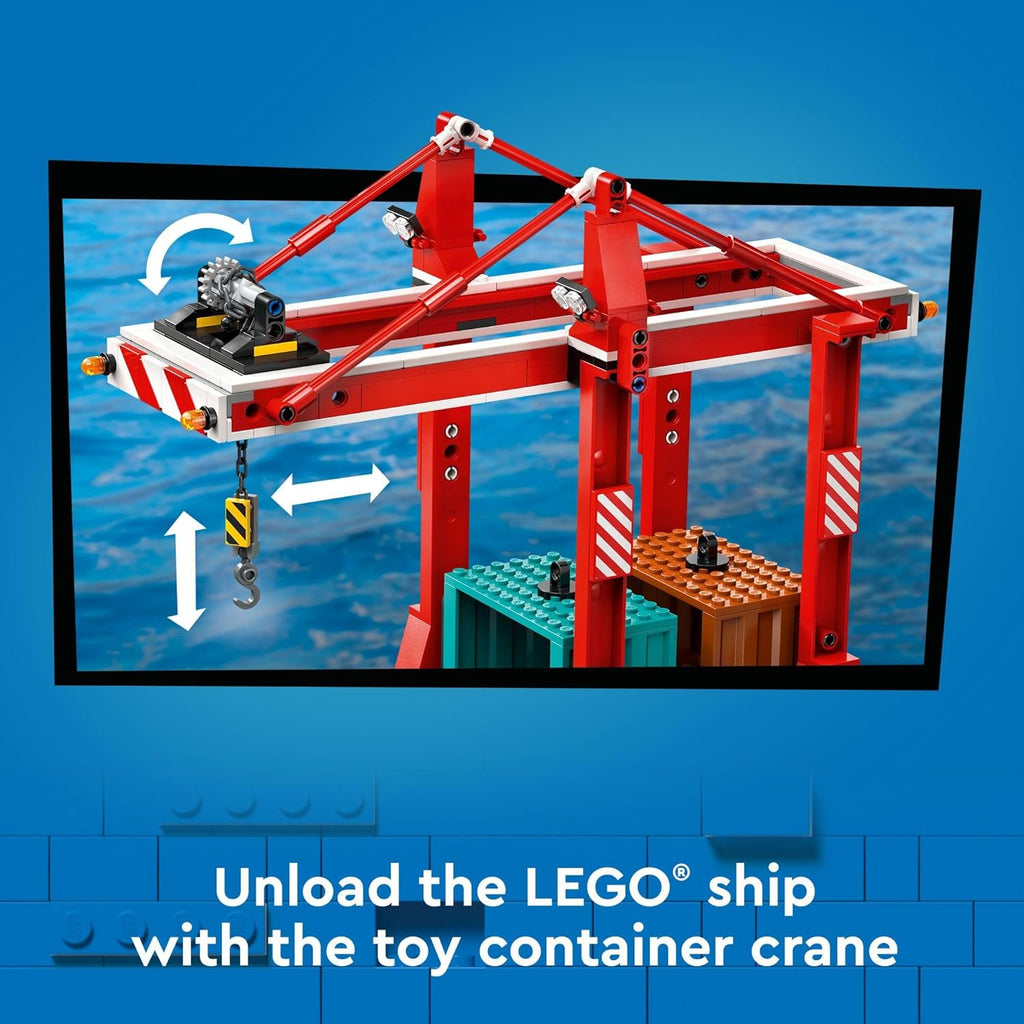 LEGO City Seaside Harbor with Cargo Ship Toy, Model Container Crane and Boat with 8 Minifigures Q8924