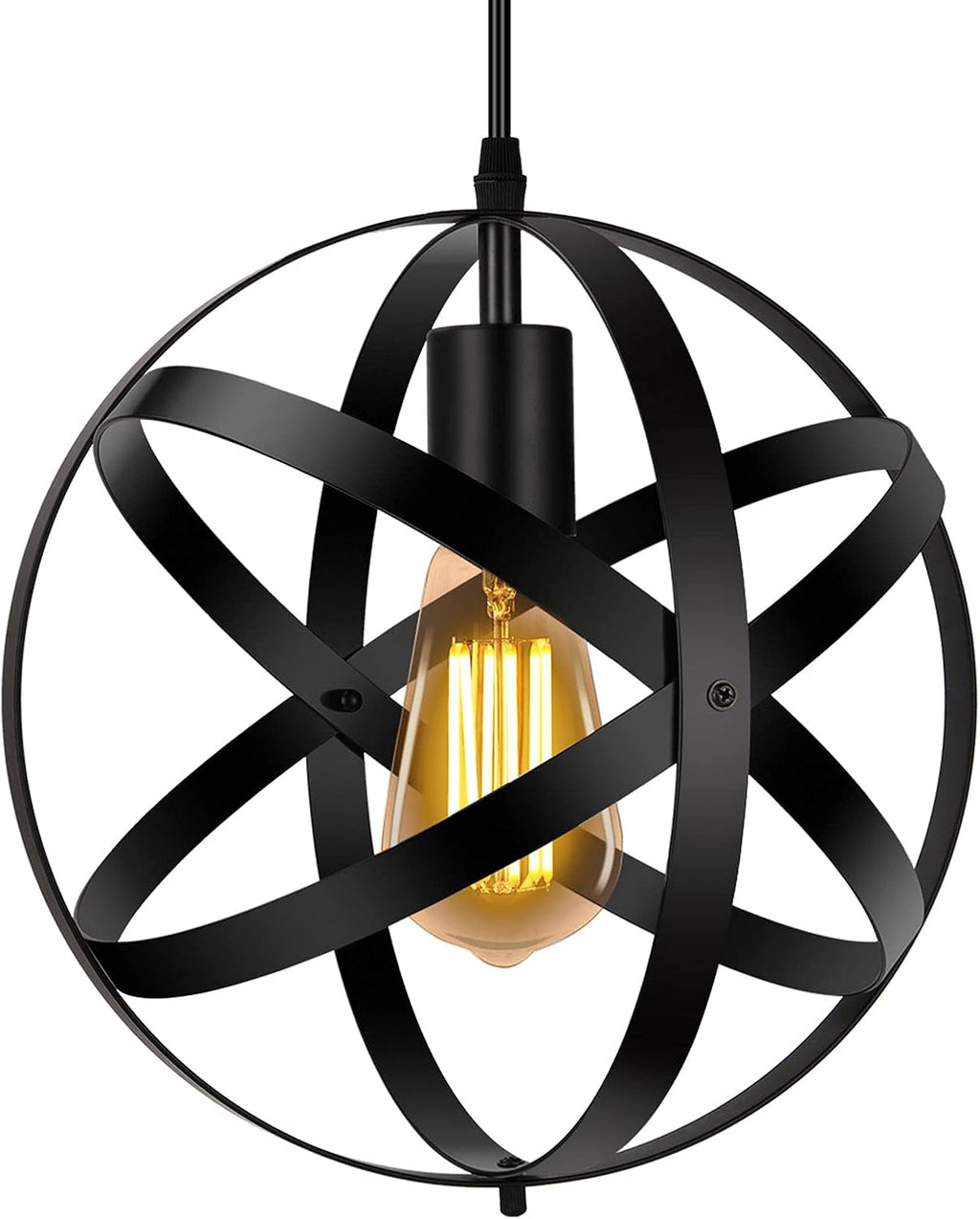 Industrial Black Metal Globe Pendant Light T14746