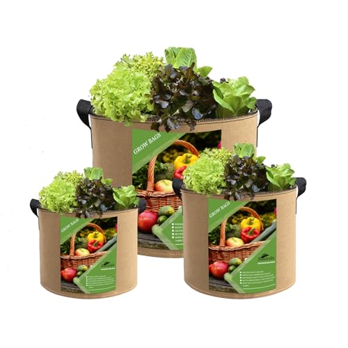 6 Pcs 5 Gallon Heavy Duty Nonwoven Fabric Grow Bags with Handles T52977