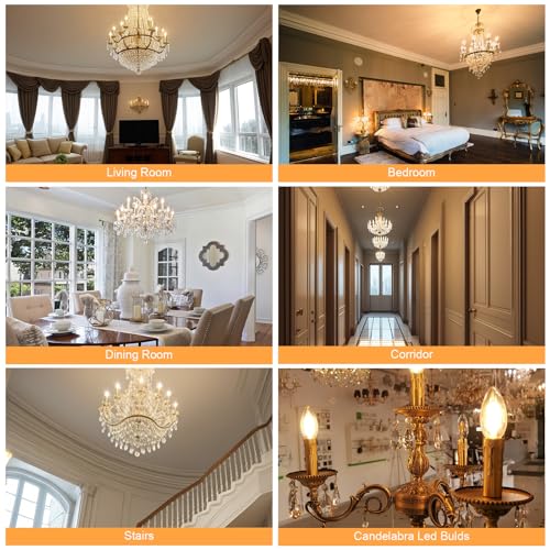 Pack of 6 Dimmable E12 LED Candelabra Bulb 5000K Daylight White 40W Equivalent 400LM C35 B11 Edison Filament Candle Bulbs R61154