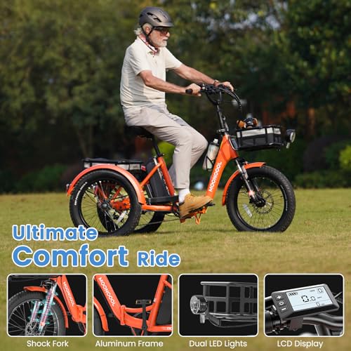 20" Folding 3 Wheels Electric Tricycle with Aluminum Frame and Removable Battery X500
