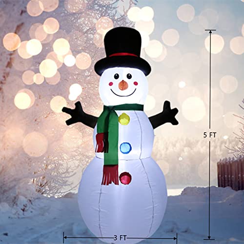 5 FT Inflatable Snowman with LED Lights D5735