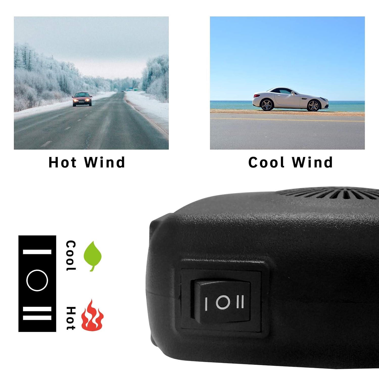Black 12V 150W Car Heater Cooling Fan Defroster G8750