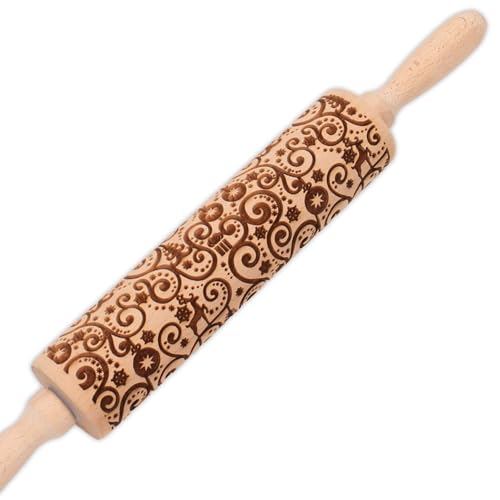 Wooden Embossed Rolling Pin L60436