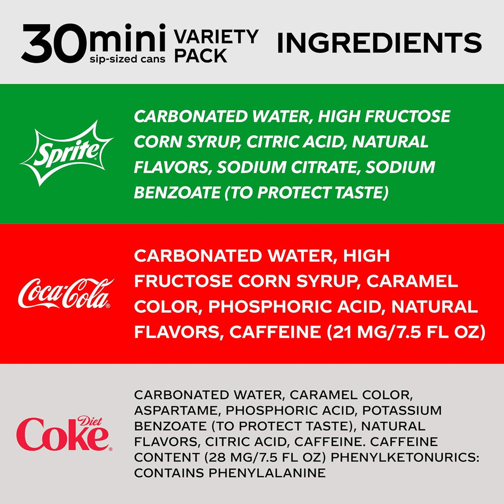 Mini Can Variety Pack, 7.5 Fl Oz, Pack Of 30 V372