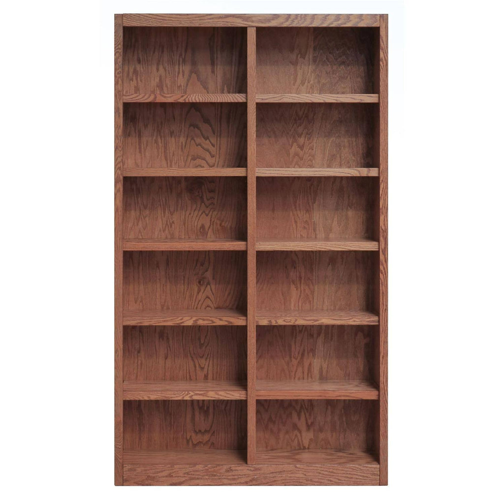 Double Wide Bookcase 12 Shelves Dry Oak D82159