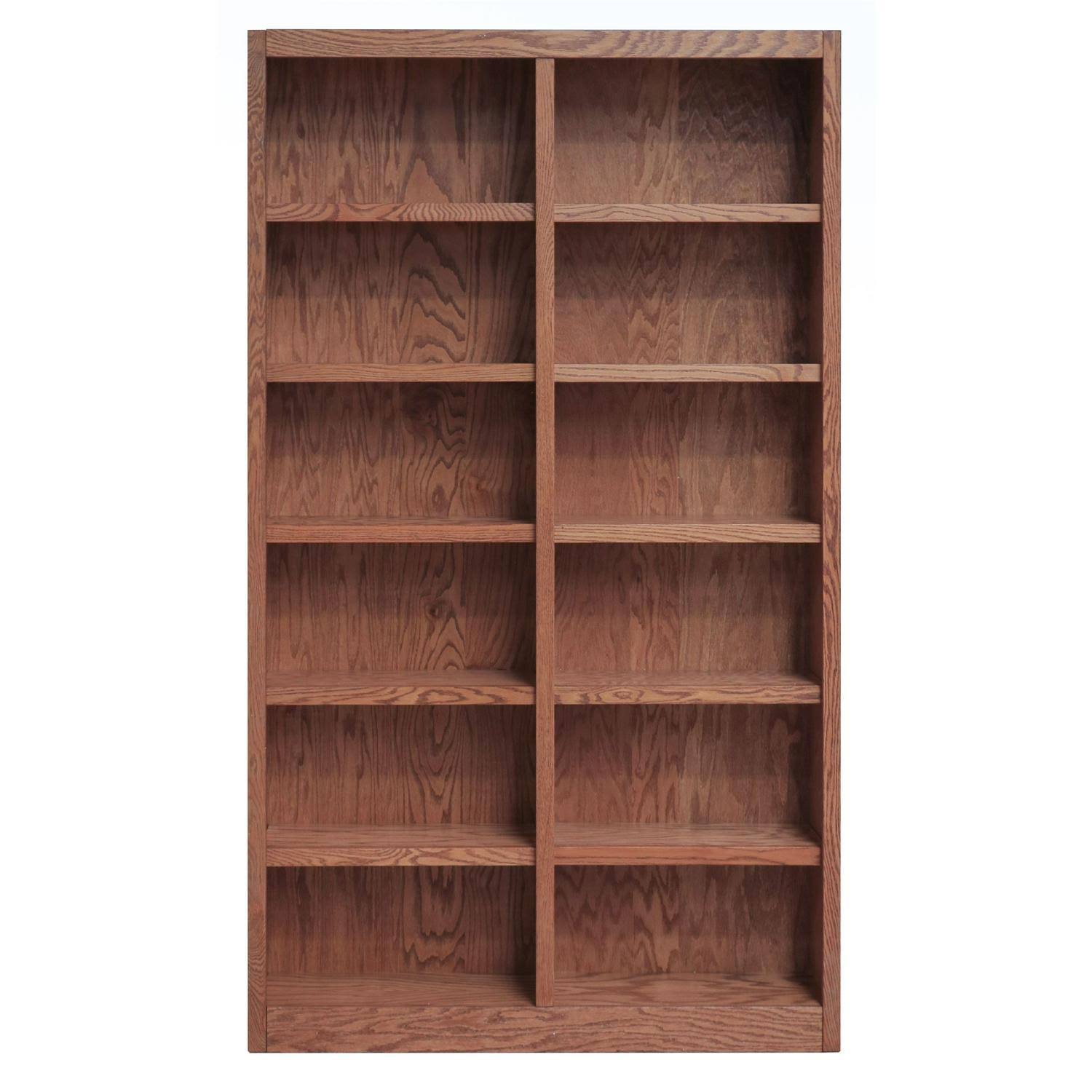 Double Wide Bookcase 12 Shelves Dry Oak D82159
