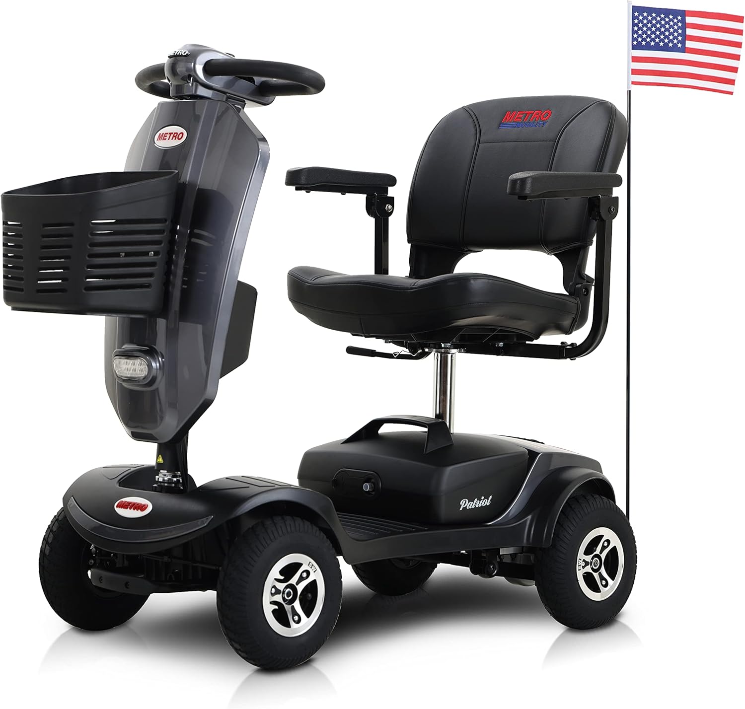 Grey Foldable 4 Wheel Mobility Scooter with 300 lbs Capacity E64219
