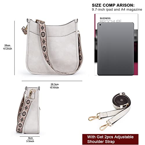 Vegan Leather Crossbody Shoulder Bag with 2PCS Adjustable Strap V60733