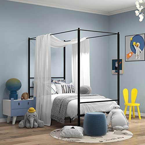Queen Metal Canopy Bed Frame with Slats Support G298314