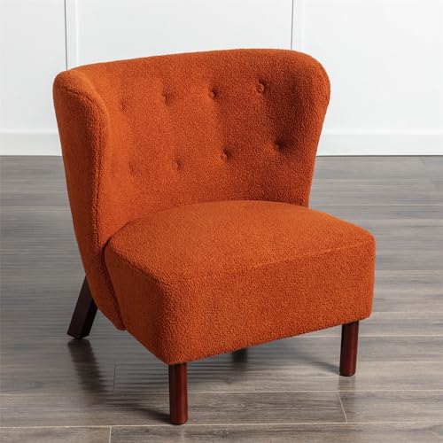 Green Upholstered Sherpa Single Sofa Chair with Wooden Legs L72842