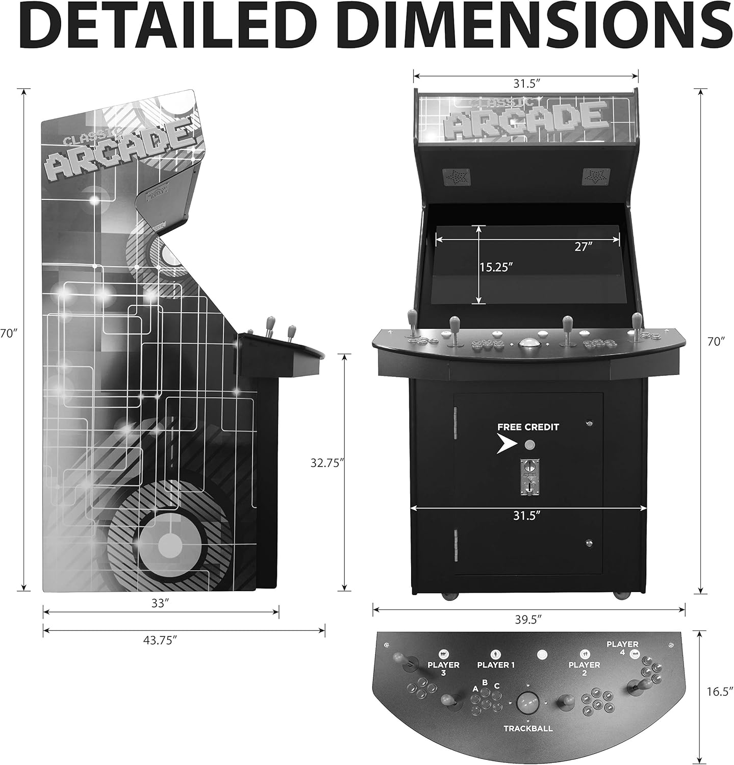 32" LCD Screen Arcade Machine with 4 Joysticks and 2 Stools D935