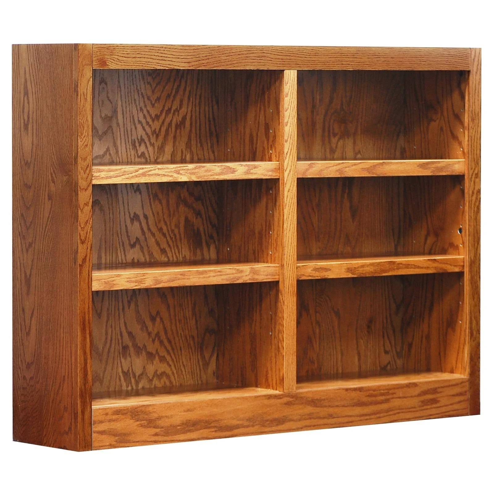 Double Wide Bookcase 12 Shelves Dry Oak D82159