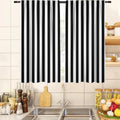 Black and White Striped 27.5" W x 39" L Kitchen Curtains 2 Panels Rod Pocket N569994