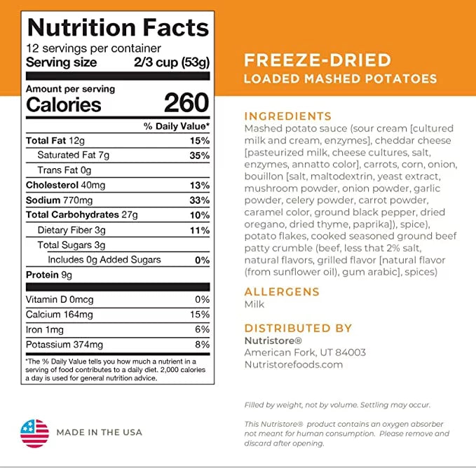 Freeze-Dried Loaded Mashed Potatoes No. 10 Can E13182
