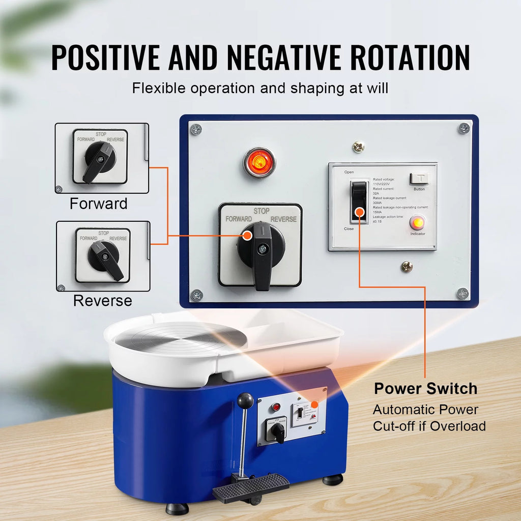 11" Ceramic Wheel Forming Machine with Adjustable Speed Handle and Foot Pedal Control R36691