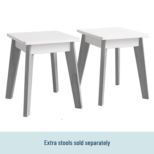 Gray Kids Arts and Crafts Table Set with Two Stools and Storage Cubbies R8926