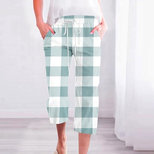 Cotton Linen Loose Fit Drawstring Capri Pants E809197