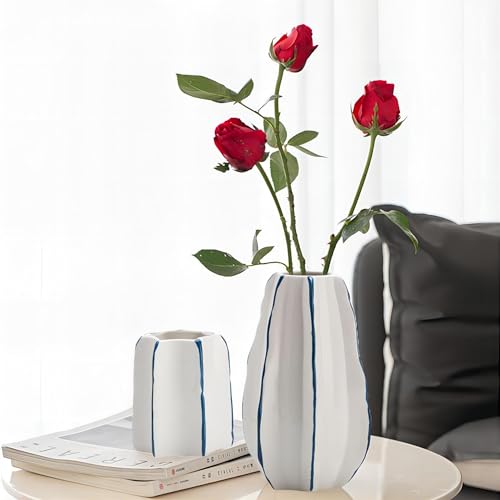 White Ceramic Vase Set of 2 P163259