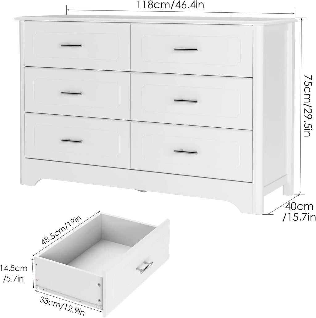 White Wood Dresser with Metal Handles O7468