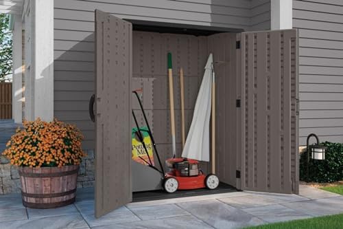 54 Cubic Ft. Vertical Resin Outdoor Storage Shed with Lockable Double Doors L325453
