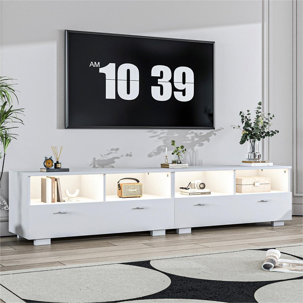 White TV Stand with Storage and Drawers L49688