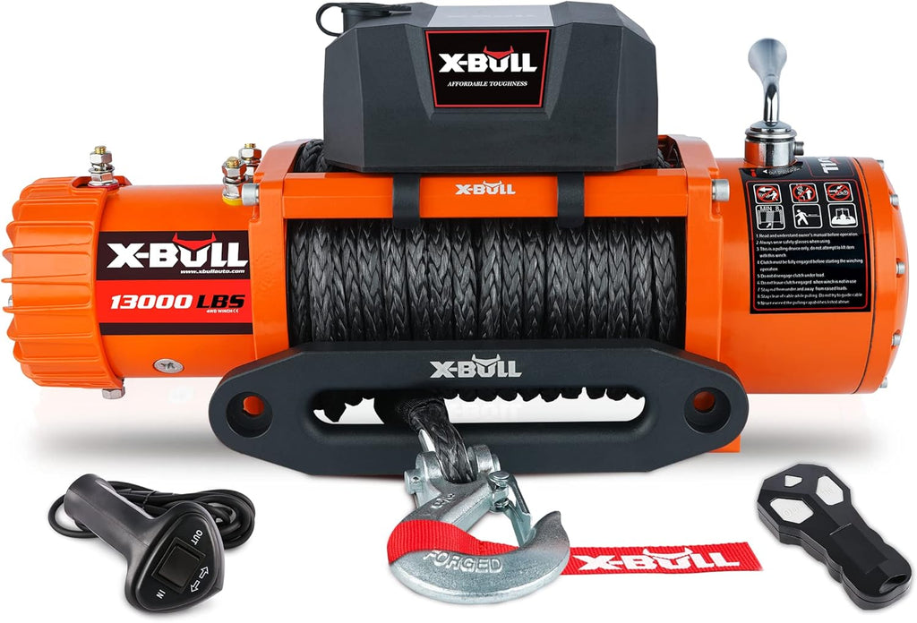 12V 10000 lb Synthetic Rope Electric Winch with Hawse Fairlead T315770