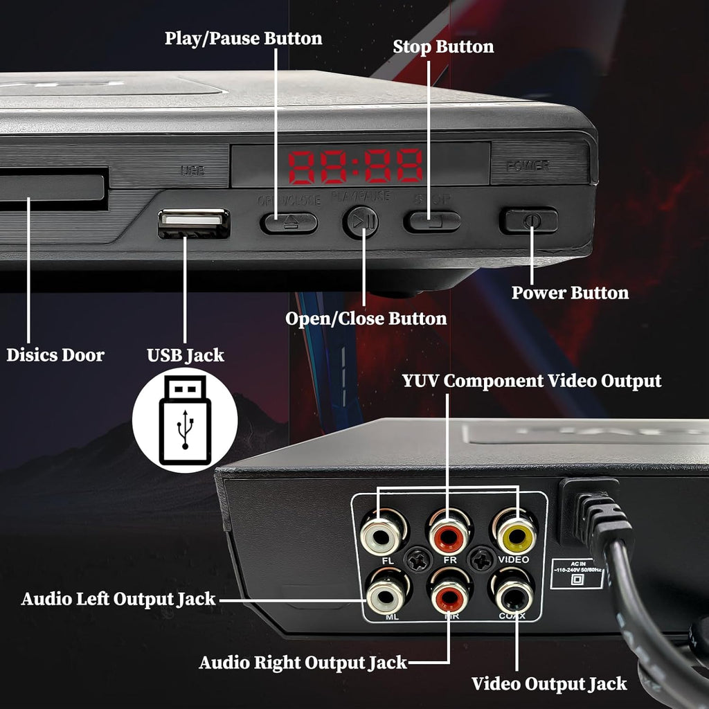 Mini DVD Player with AV Output USB Input Remote Control Q4059