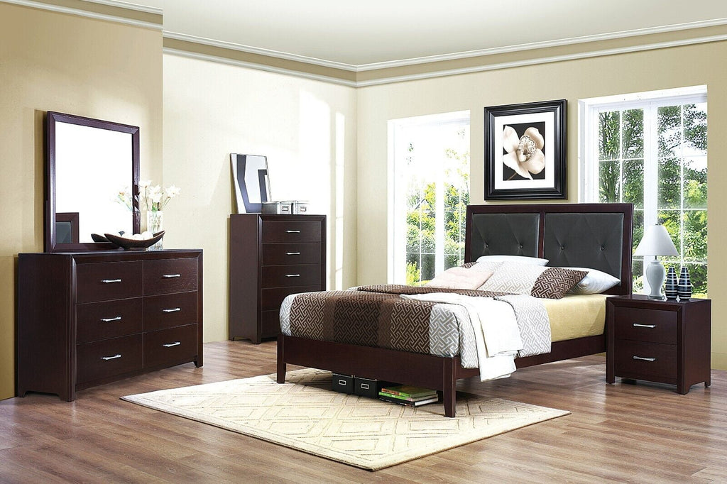 5pc Bedroom Set Full Bed Dresser Nightstand Chest Mirror P967362