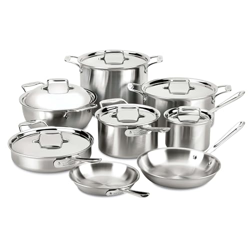 14 Piece 5-Ply Brushed Stainless Steel Cookware Set A857