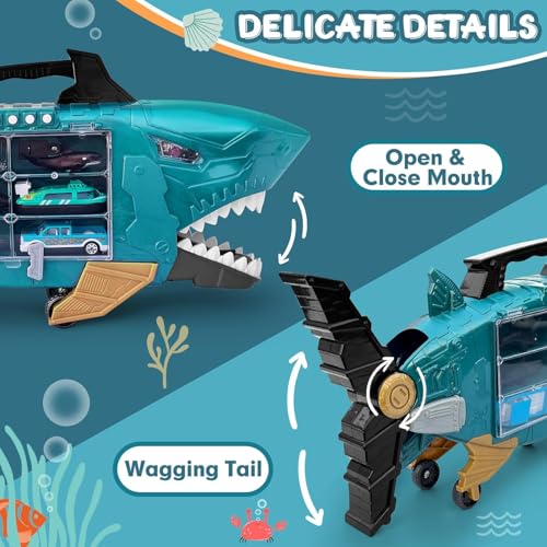 18 Pcs Sea Animal Toys with 2 Toy Trucks and 2 Cars R5695