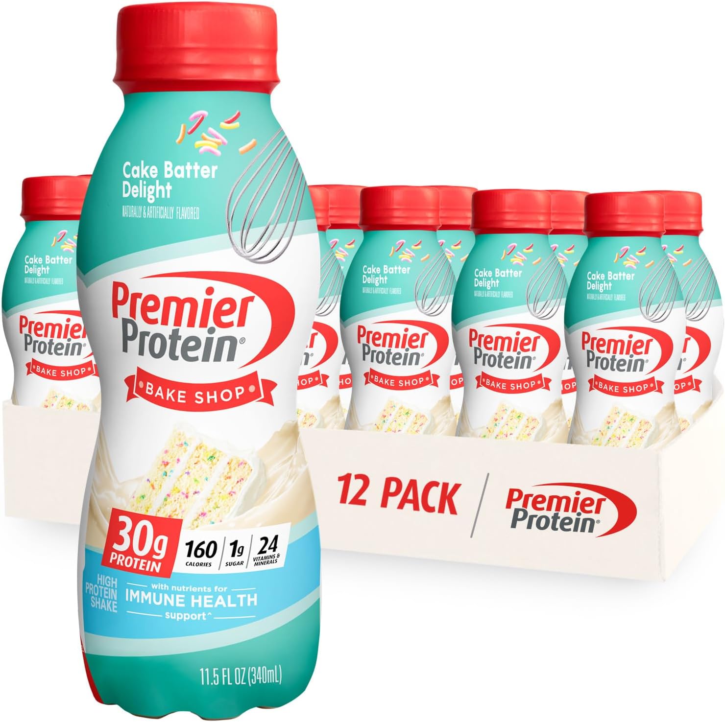 12 Pack Premier Protein Shake Salted Caramel Popcorn and Cake Batter 30g Protein 1g Sugar W646441