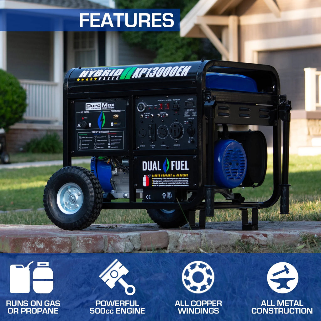 13,000-Watt 500cc Portable Hybrid Gas Propane Generator D932946
