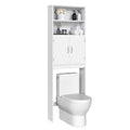 White Over The Toilet Storage Cabinet with Adjustable Shelves and Double Doors, 77 in H N5151