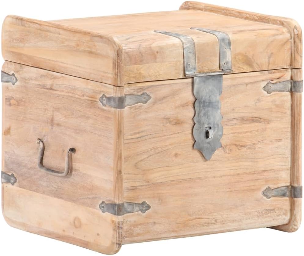 15.7 x 15.7 x 15.7 Inches Solid Acacia Wood Blanket Storage Box I6134
